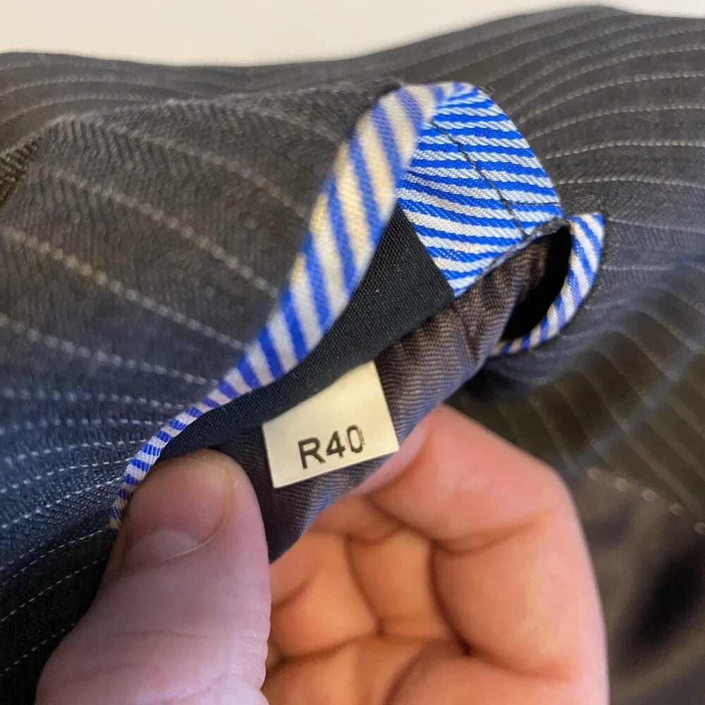 Tommy Hilfiger Suit Jacket Mens 40R Gray Pinstripe 100% Wool 2 Button Blazer